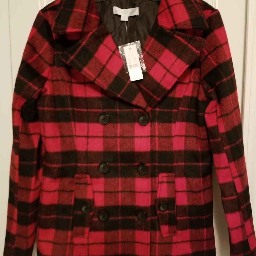 Wool black and red coat